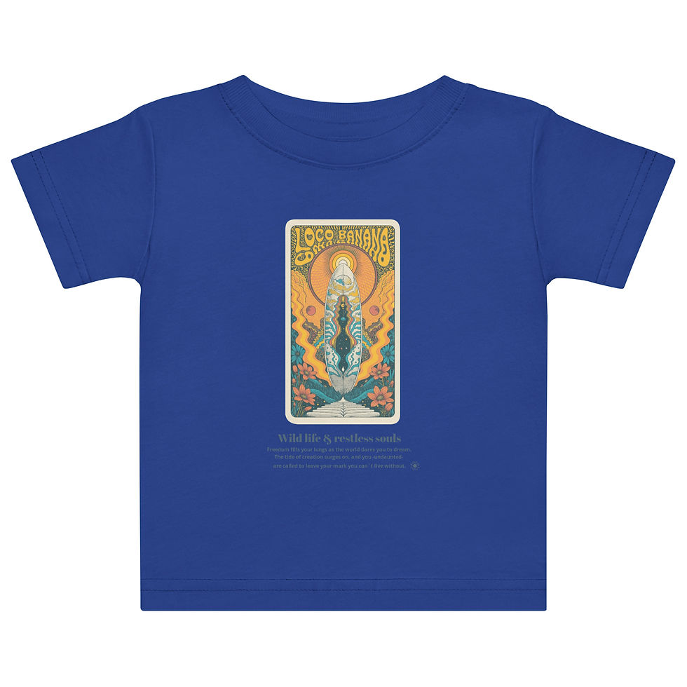 Thumbnail: Blaues Baby-Shirt mit spirituellem Motiv