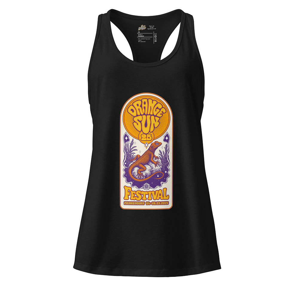 Miniaturbild: Schwarzes Tanktop mit Eidechsenmotiv und "Coconut Surf"-Aufdruck
