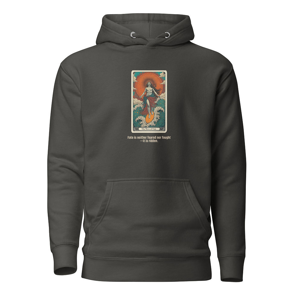 Thumbnail: Dunkelgrauer Hoodie mit Tarot-Motiv