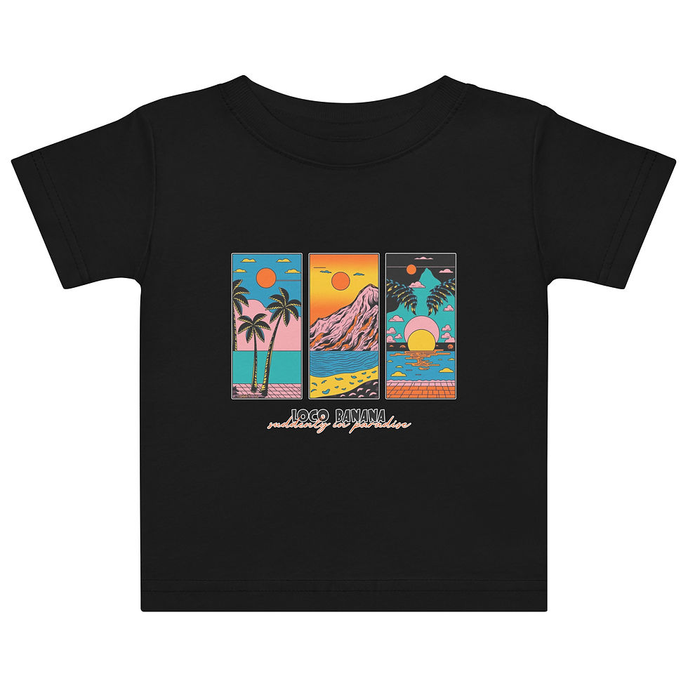 Thumbnail: Schwarzes T-Shirt mit tropischem Design