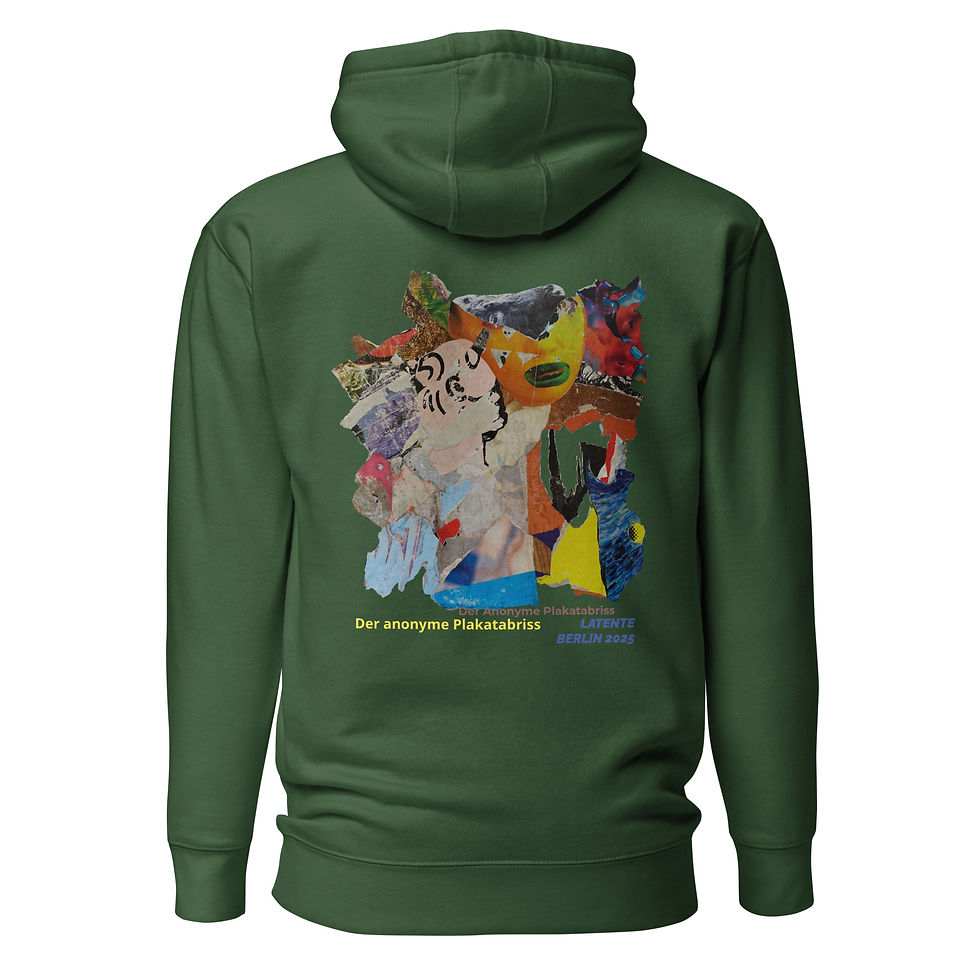Thumbnail: Olivengrüner Kapuzenpullover mit buntem Tier-Motiv