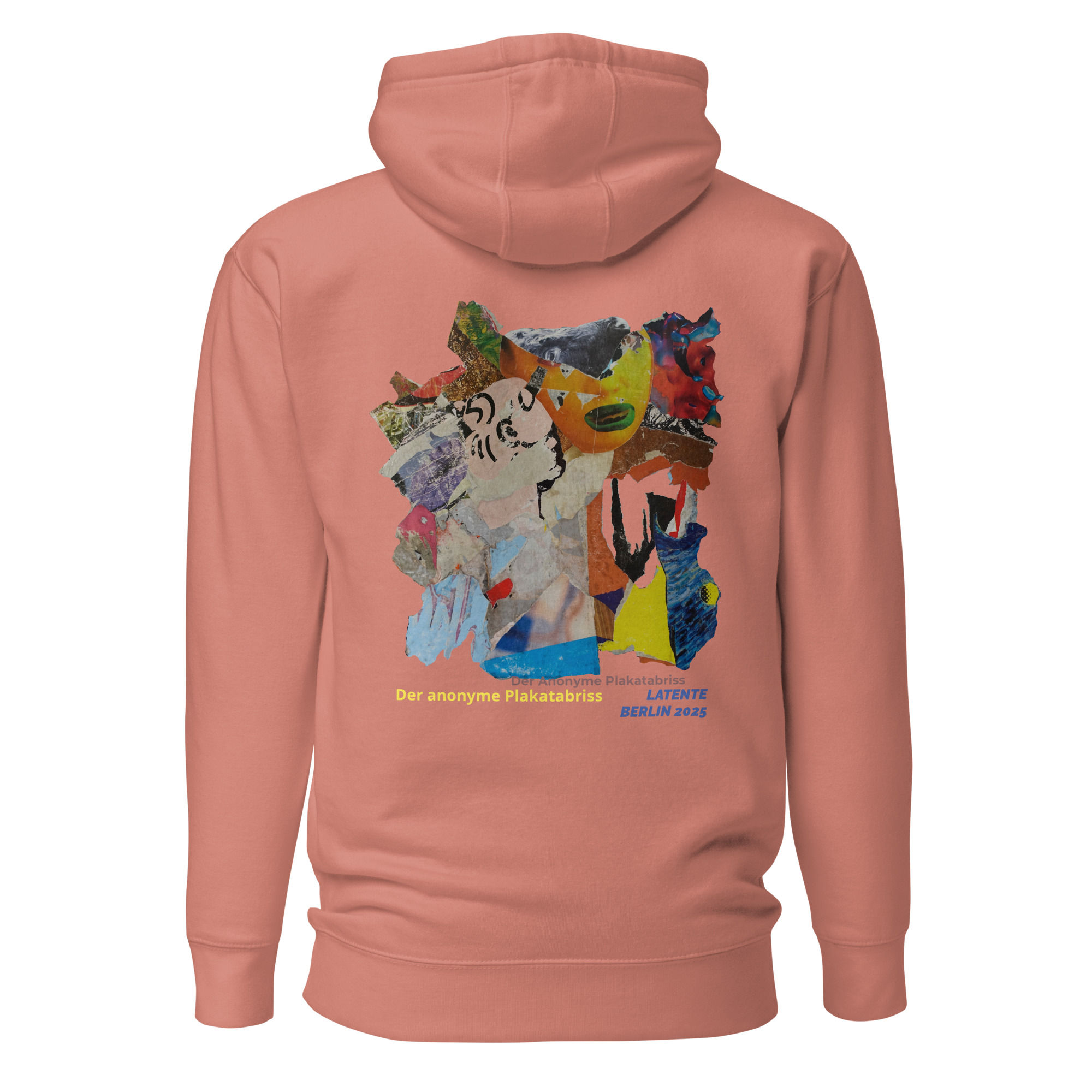 Rosa Kapuzenpullover mit abstraktem Druck hinten