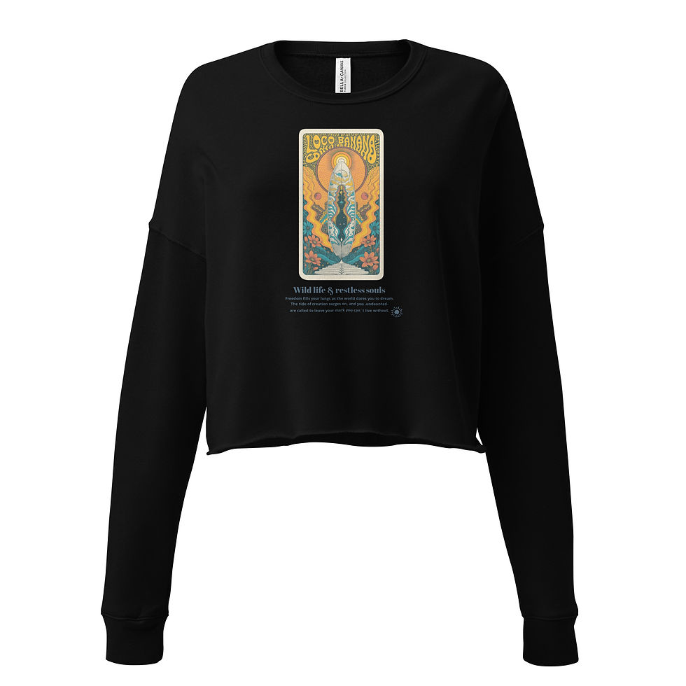 Miniaturbild: Schwarzer Damen-Cropped-Sweatshirt mit Tarot-Motiv