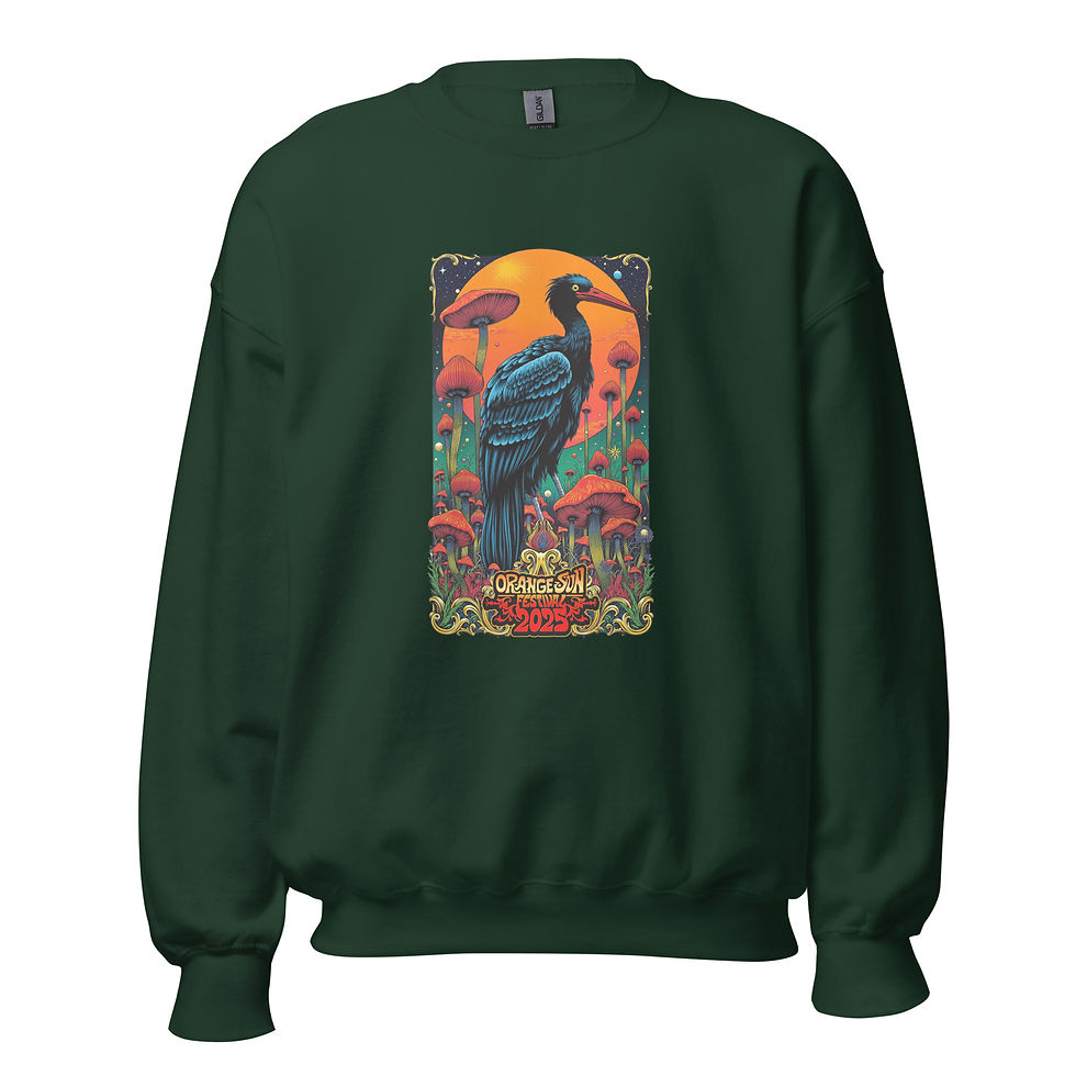 Miniaturbild: Dunkelgrüner Sweatshirt mit Vogelmotiv
