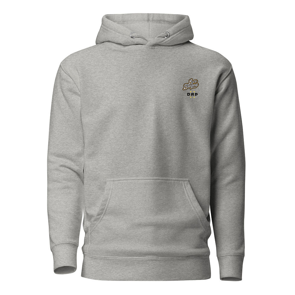 Miniaturbild: Grauer Kapuzenpullover mit kleinem Logo
