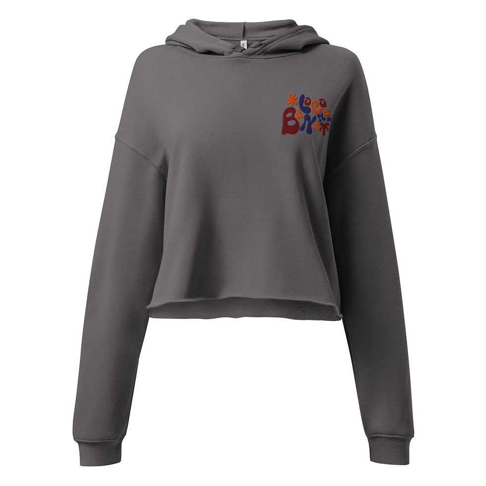 Miniaturbild: Grauer Damen-Cropped-Hoodie mit BYB-Logo