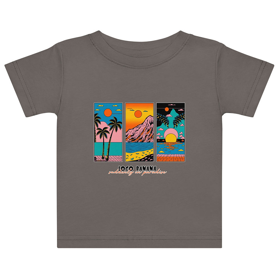 Miniaturbild: Graues T-Shirt mit tropischem Aufdruck