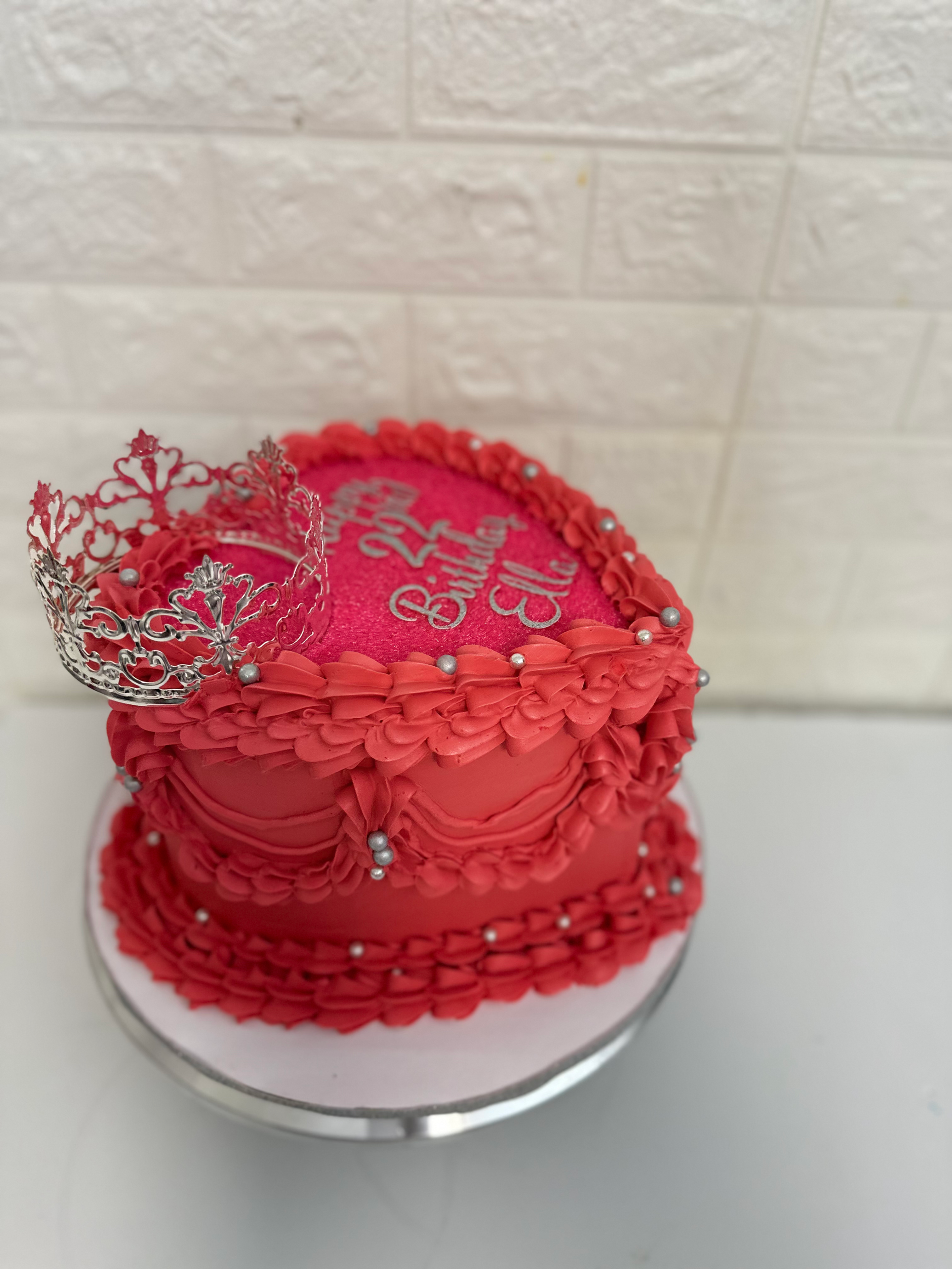 Red and Silver heart shaped cake