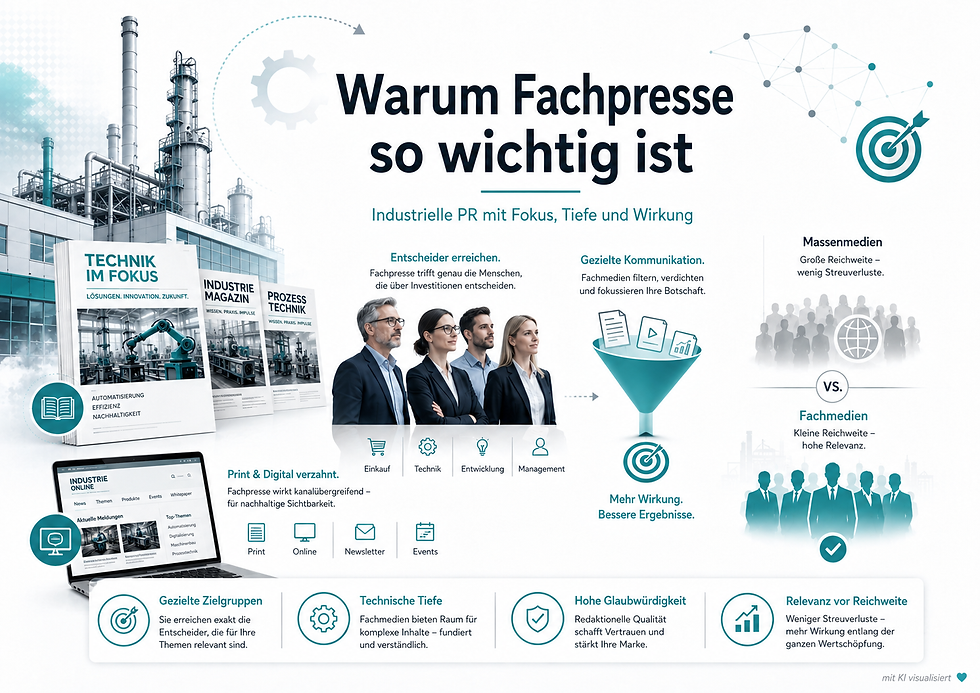Die Bedeutung der Fachpresse: Industrielle PR mit Fokus auf Zielgruppenansprache, technischer Tiefe und hoher Glaubwürdigkeit für nachhaltige Ergebnisse und effektive Kommunikation.