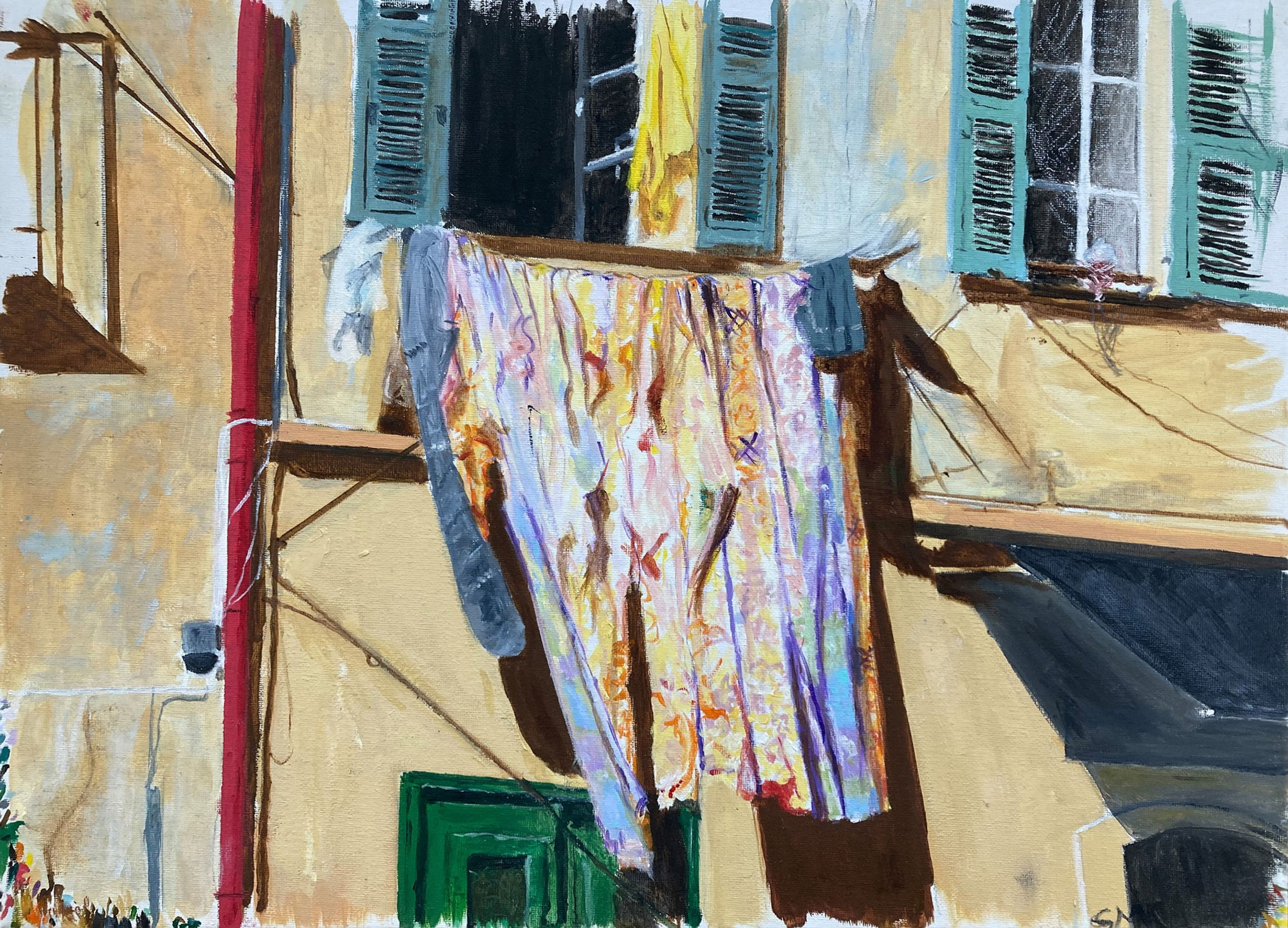 Clothes Drying in Nice by Sallie McNamara - Greeting Card