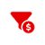 A stylized red funnel icon with a small red circle containing a white dollar sign is presented against a plain white background.
