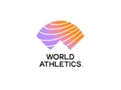 World Athletics logo featuring a multicolor abstract track emblem above the organization name