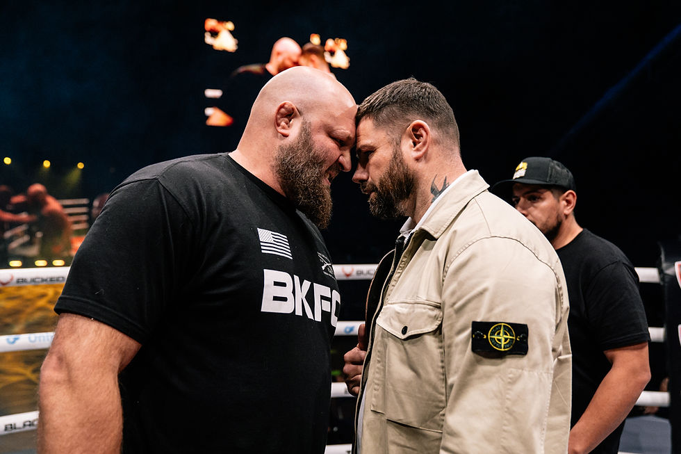 Rothwell (left) and Terrill (Right) face off following the announcement of their bout at KnuckleMania V.