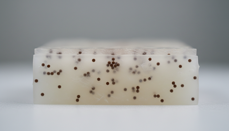 Side view of a simple skin layer model showing the epidermis above the dermis.
