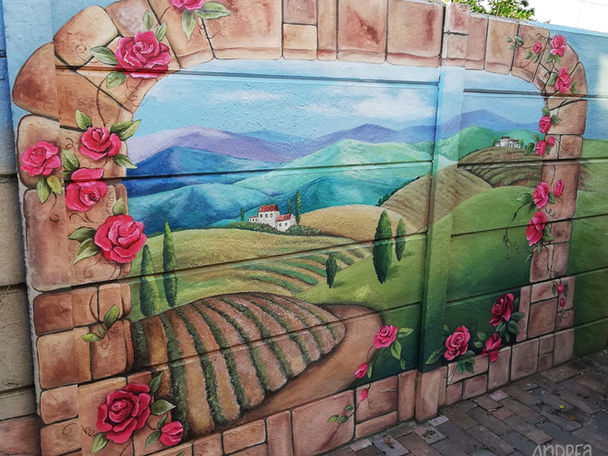 Tuscan garden mural