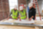 Interior construction site with safety gear
