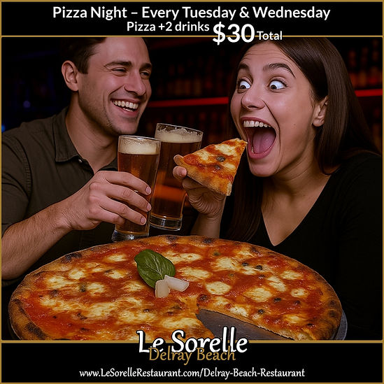 Pizza Night Special – Le Sorelle Italian Restaurant Delray Beach, Florida