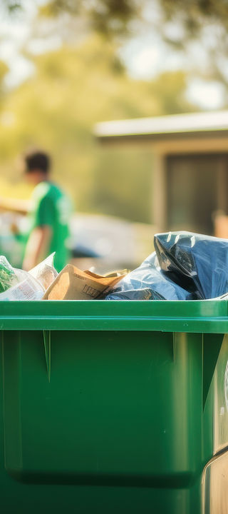 Reciclaje de residuos y gestión ambiental sostenible en un punto de recogida de materiales reciclables
