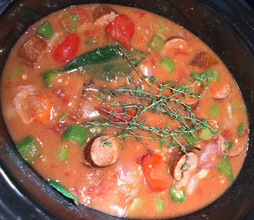 cajun seafood gumbo crockpot crab shrimp chicken sausage okra vatsana's