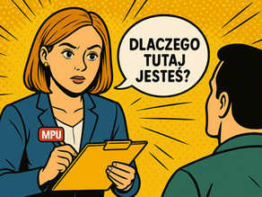 Psycholożka pyta kierowcę: Dlaczego tu jesteś? – scena ilustruje, czym jest MPU po polsku.