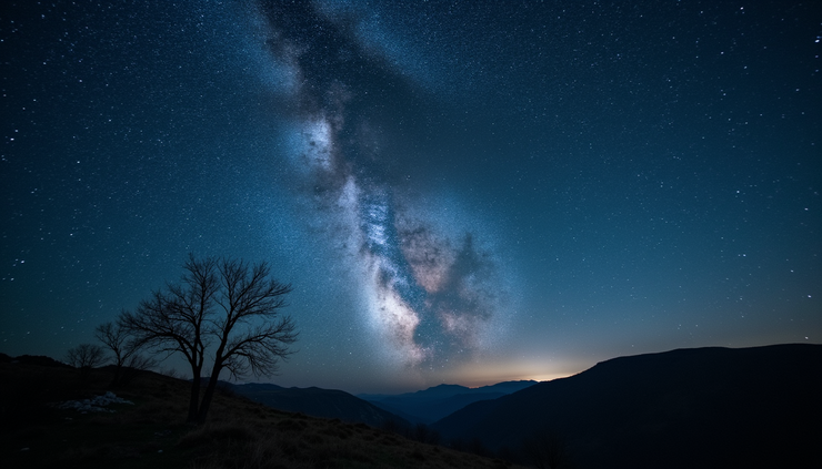 High angle view of the Milky Way galaxy stretching across the night sky