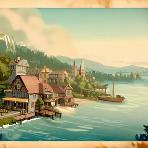 Old advertisement promoting a luxury resort area in fancy hotels on the beach 3 | Yidish Graphics