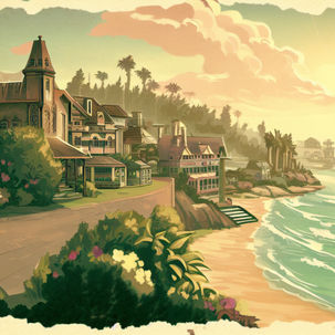 Old advertisement promoting a luxury resort area in fancy hotels on the beach 2 | Yidish Graphics