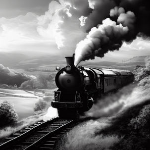 Old photo of the train rolling through the countryside 1 | Yidish Graphics