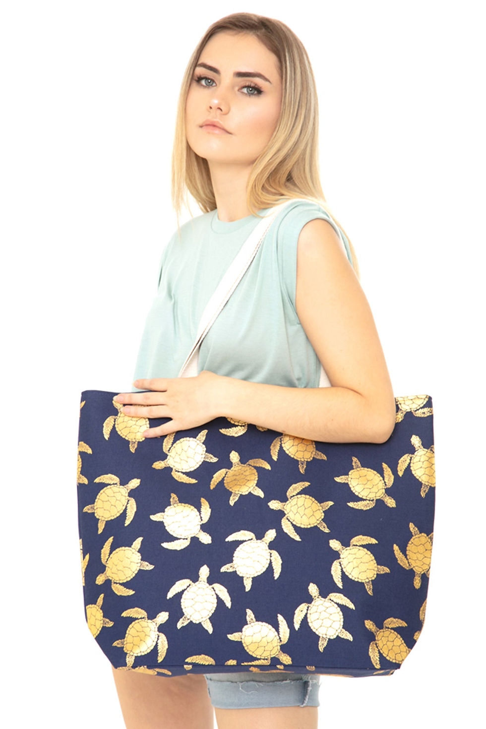 Thumbnail: Gold Foil Turtle Tote Bag
