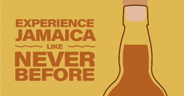 Animated video production.  Top of rum bottle with the words "Experience Jamaica like never before".