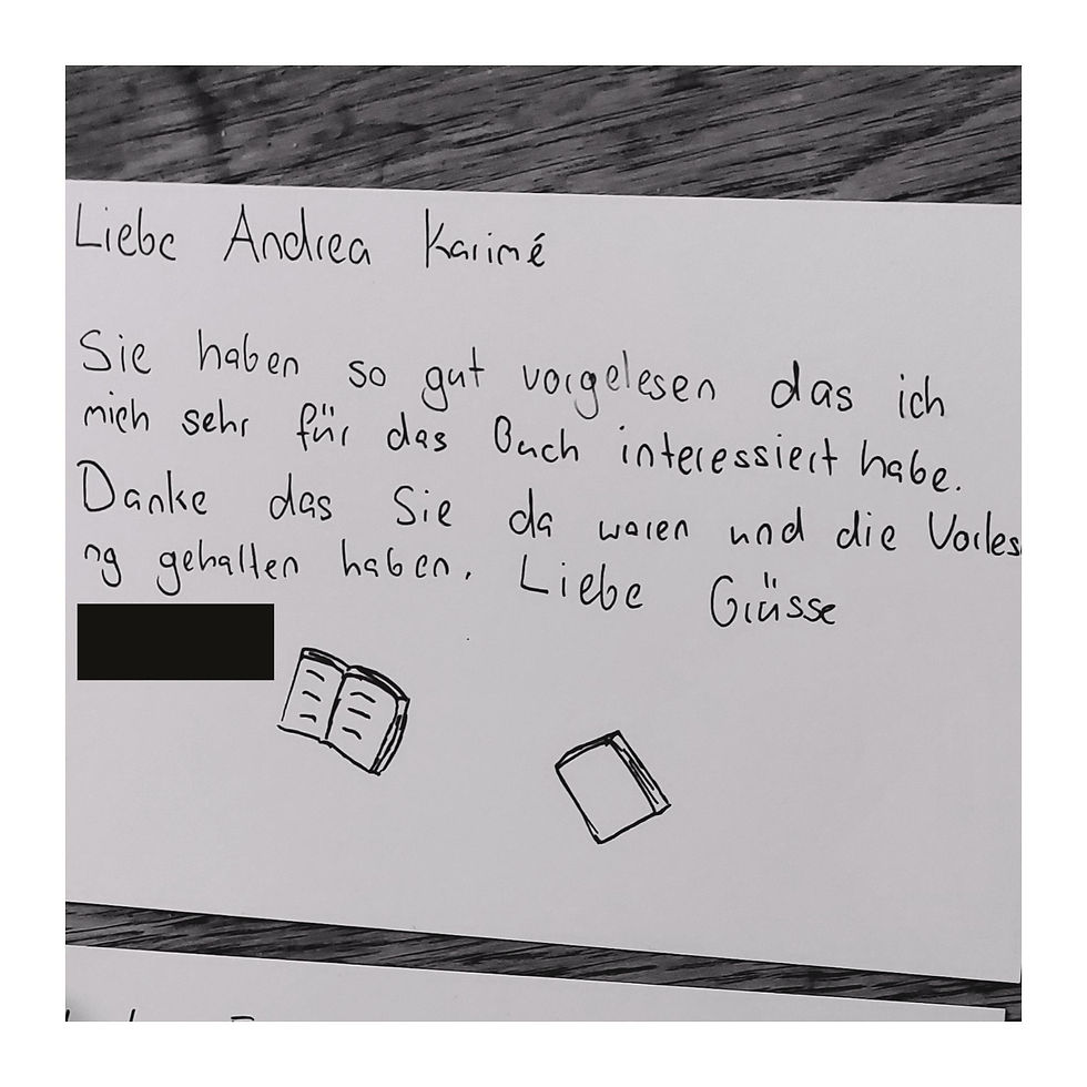 Brief von einer Schülerin in Suhr.