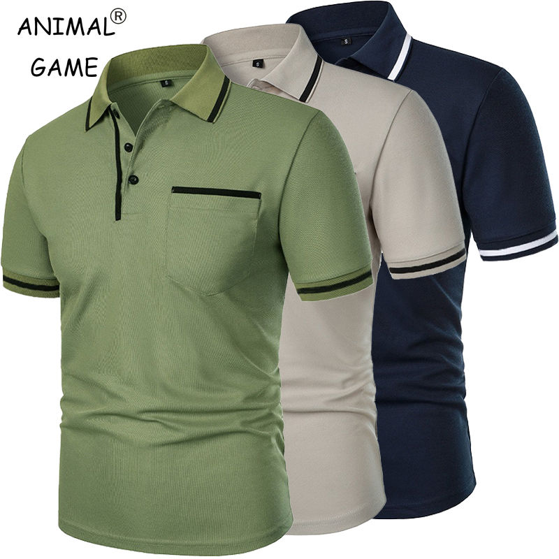 New Men's Short Sleeve Polo Shirts Solid Color Casual T-shirt Summer Trendy Brea