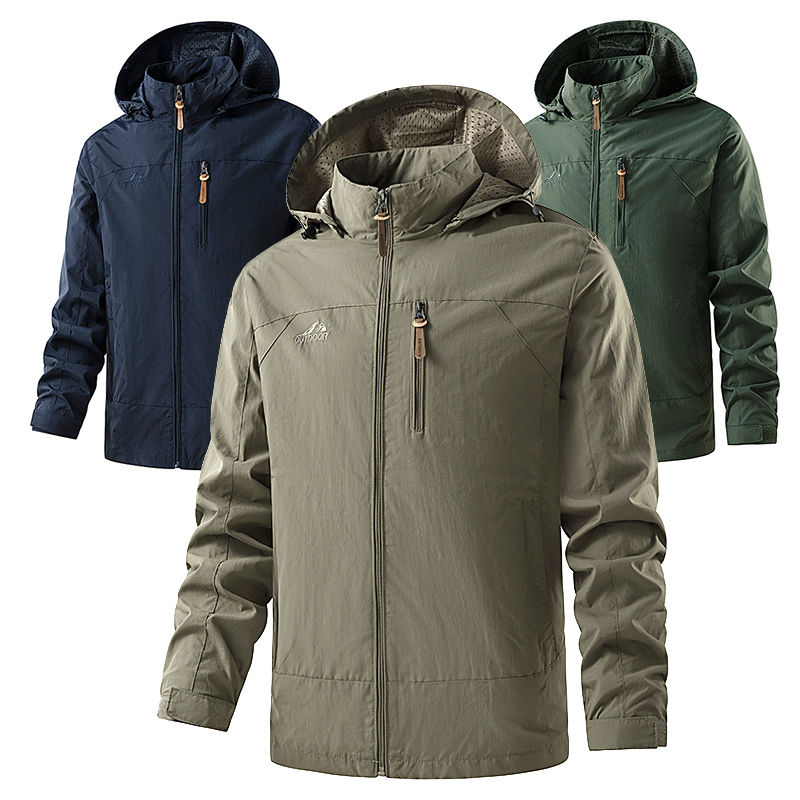 Windbreaker Men Tactical Jacket Waterproof Outdoor Hooded Coat Sports Military E