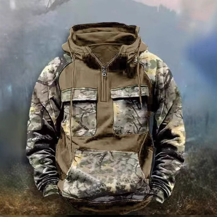 Thumbnail: 2025Autumn and Winter Korean Style Youth Hooded Sweatshirt Camouflage Men's Casu