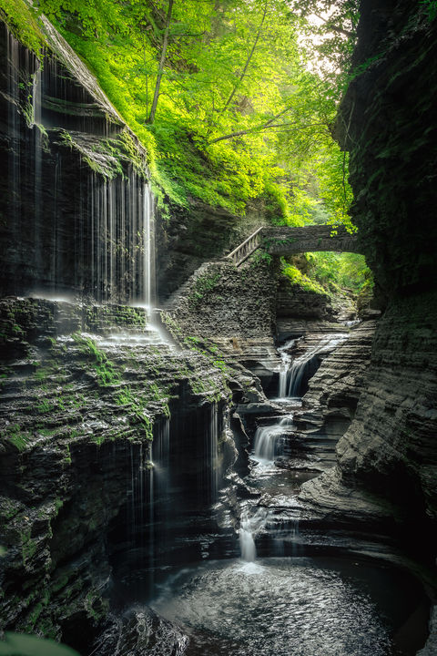 Epic Waterfall Landscape: Watkins Glen Cathedral Falls Gorge Trail - HD Wallpaper Prints