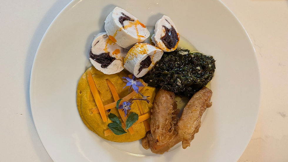 Poulet basse température, algues de Bretagne, carottes en 3 façons
