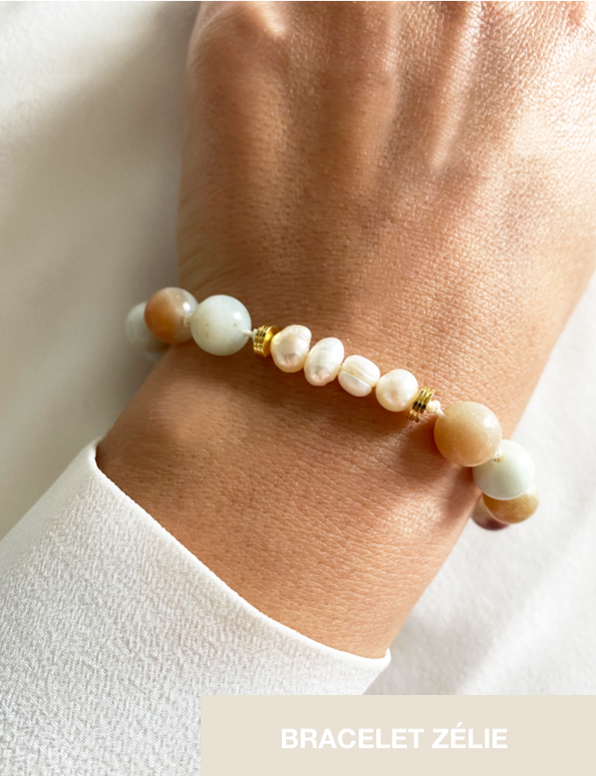 Bracelet Zélie - Amazonite et Perles d'eau douce