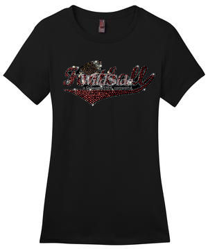 Ladies Short Sleeve T-Shirt Rhinestone