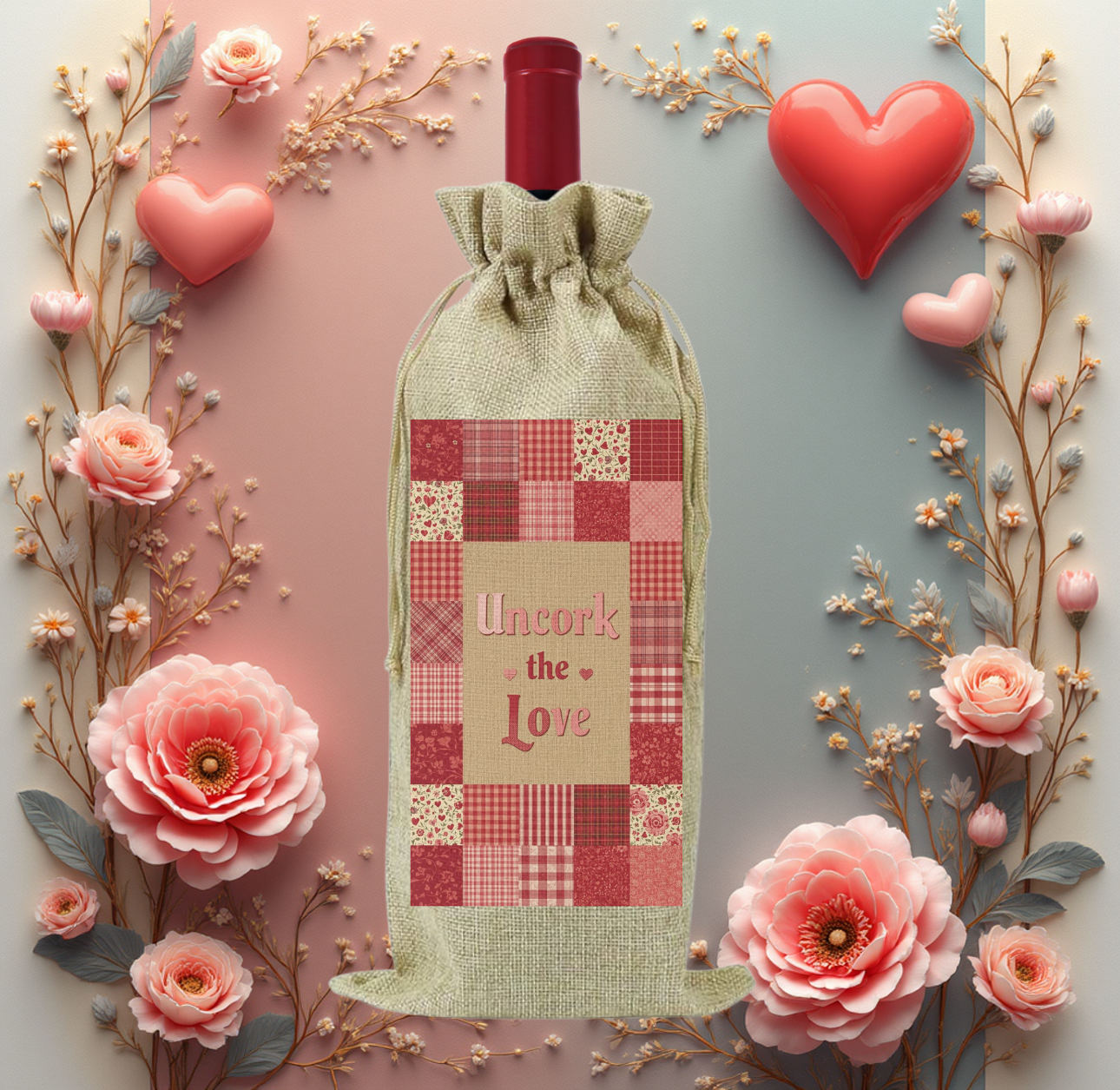 Reusable Holiday Wine Bag | Valentines Day | Uncork The Love