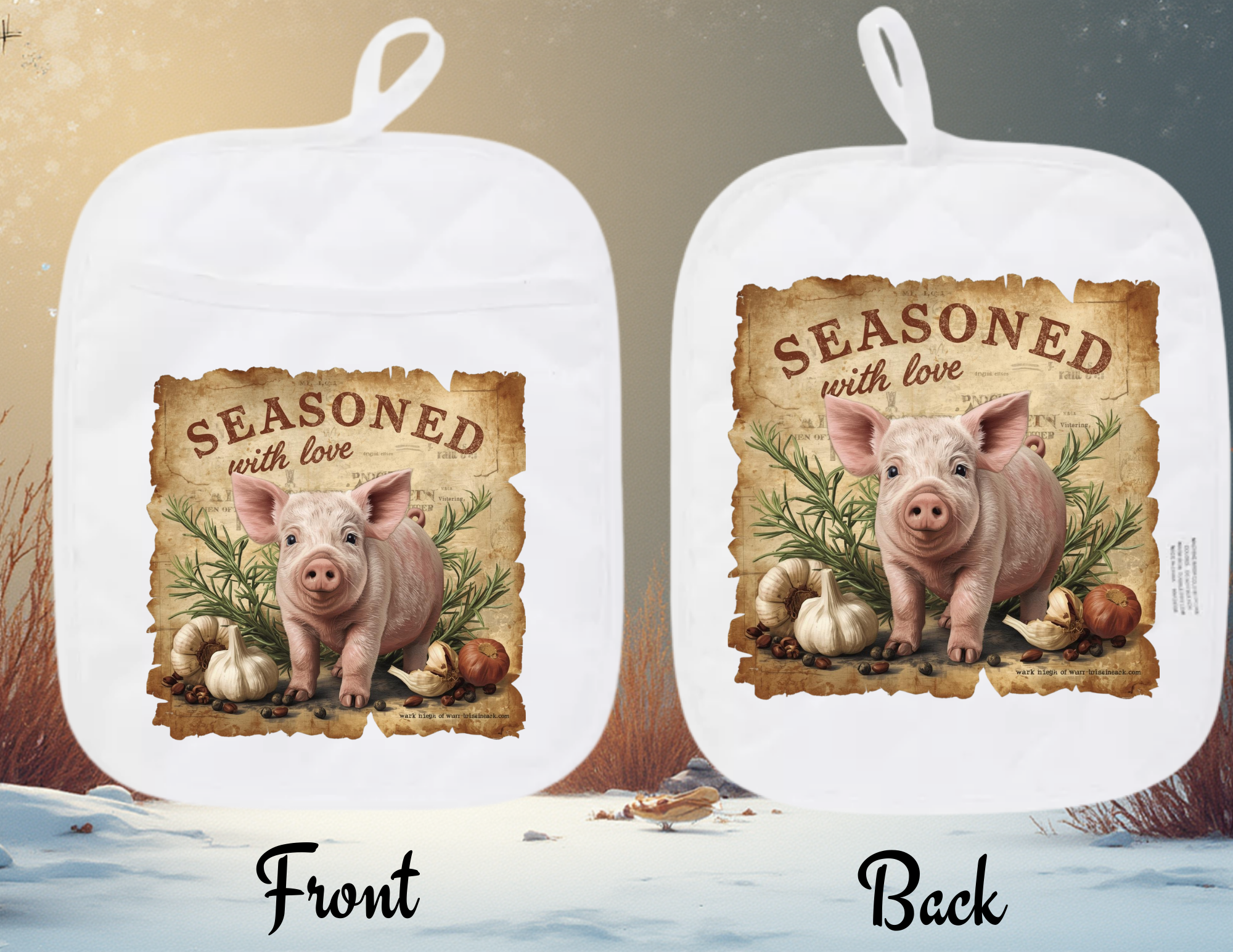 Hot Pad - Funny "Seasoned With Love" Pig Design 4