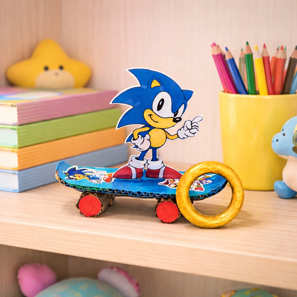 Sonic Skateboard & Gold Ring