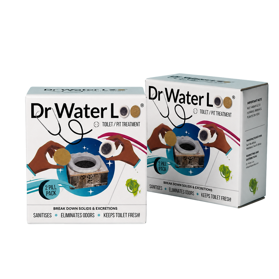 Logotipo del tratamiento Dr Water Loo para letrinas de pozo