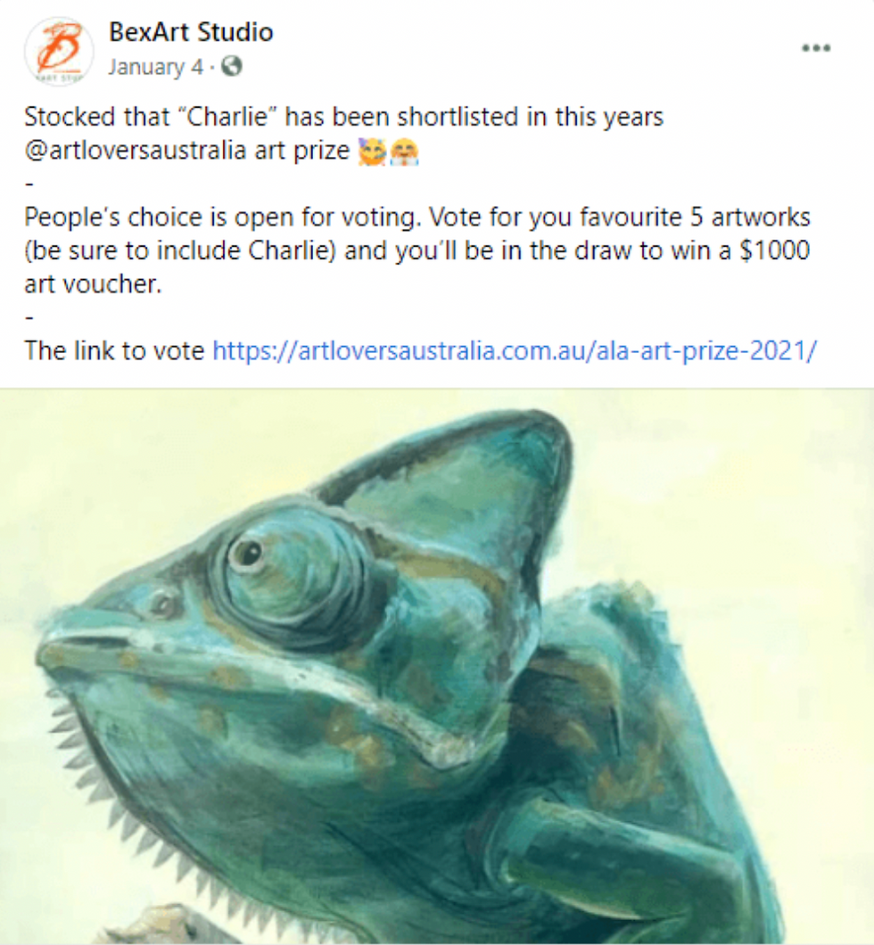 Facebook giveaway ad.