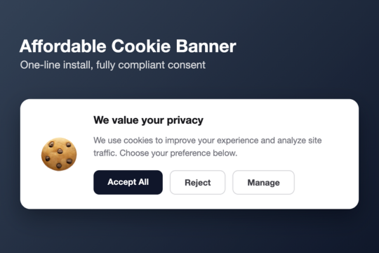 Affordable GDPR Cookie Banner banner