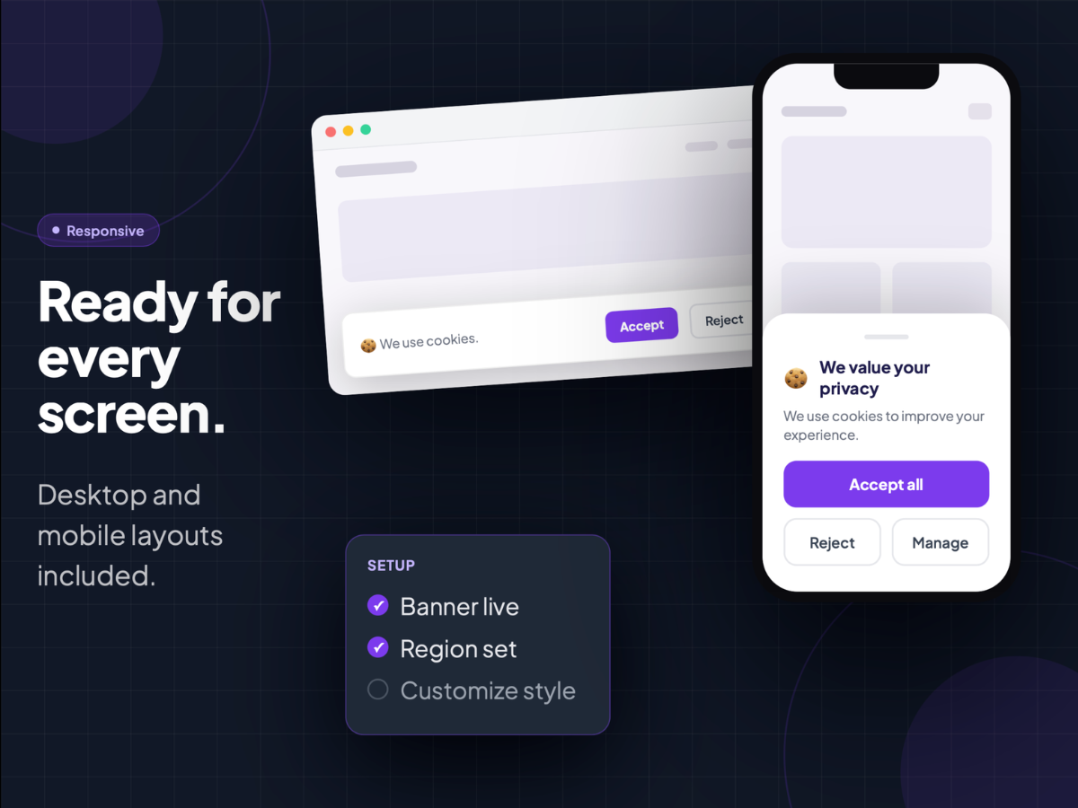 Affordable GDPR Cookie Banner mobile preview — Privacy & Security app on the Wix App Market
