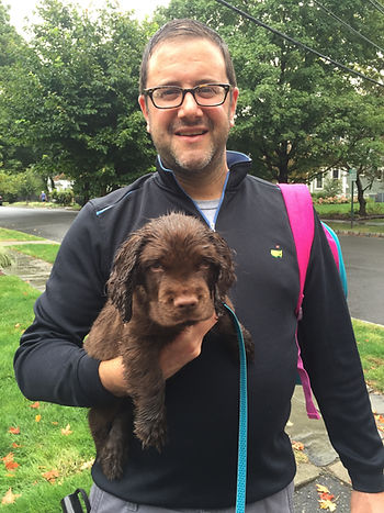 Little rainy walk-carry for Oliver's first day.