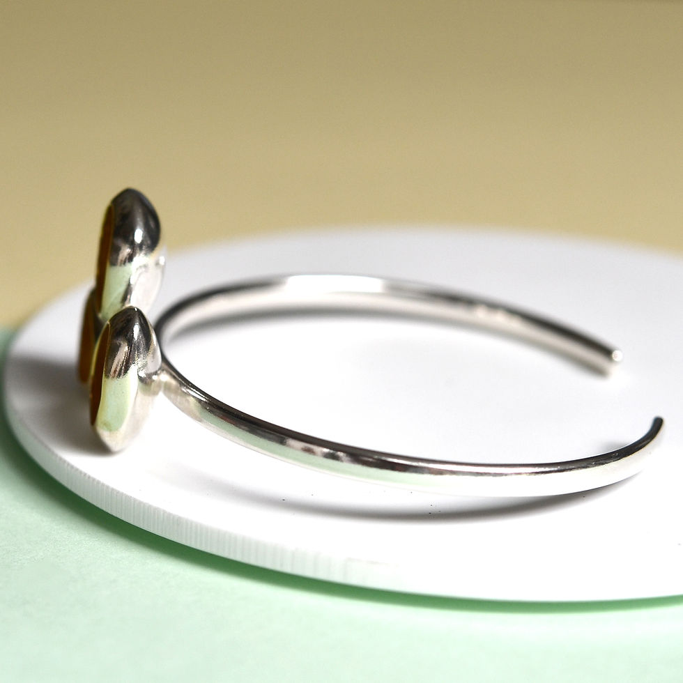 Thumbnail: Sterling Silver Open Bangle With Gold Plated inside  - side view 