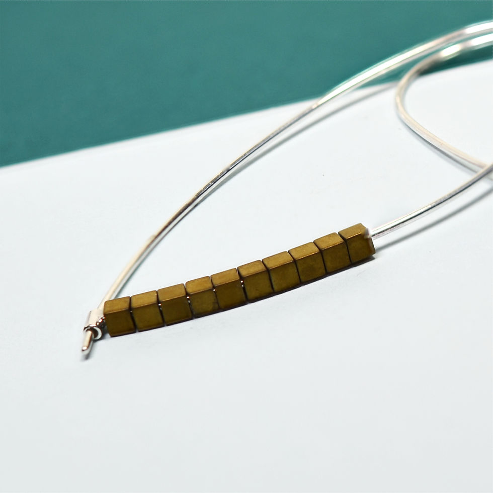 Thumbnail: Beautifully Simple' Hoop Earrings With Light brown  Haematites
