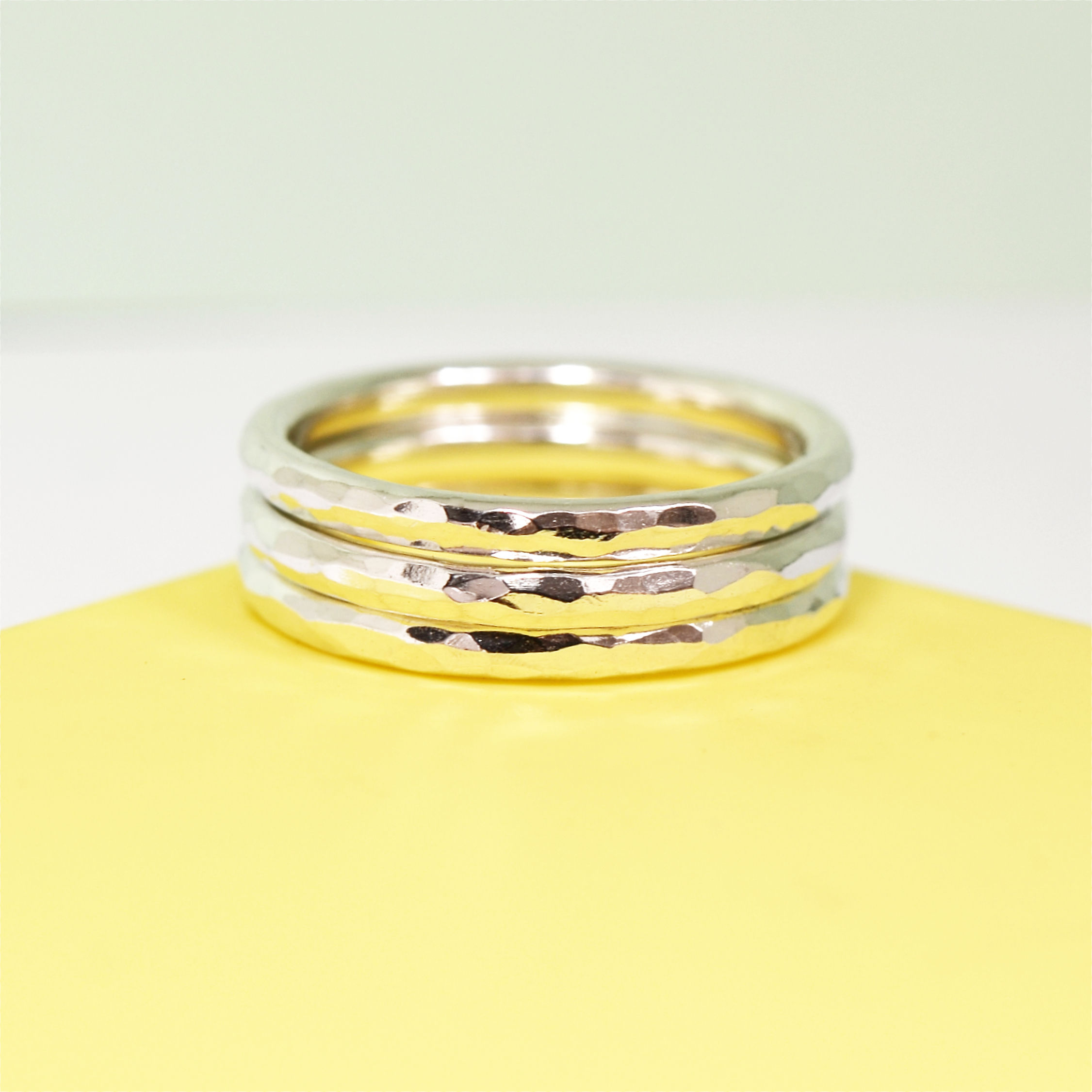 Simply Hammered Silver Stacking Rings
