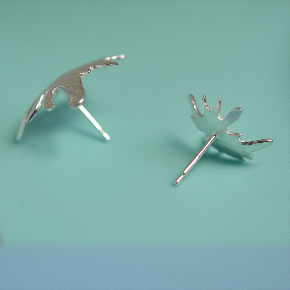 Thumbnail: Asymmetric Splash Silver Studs  back view
